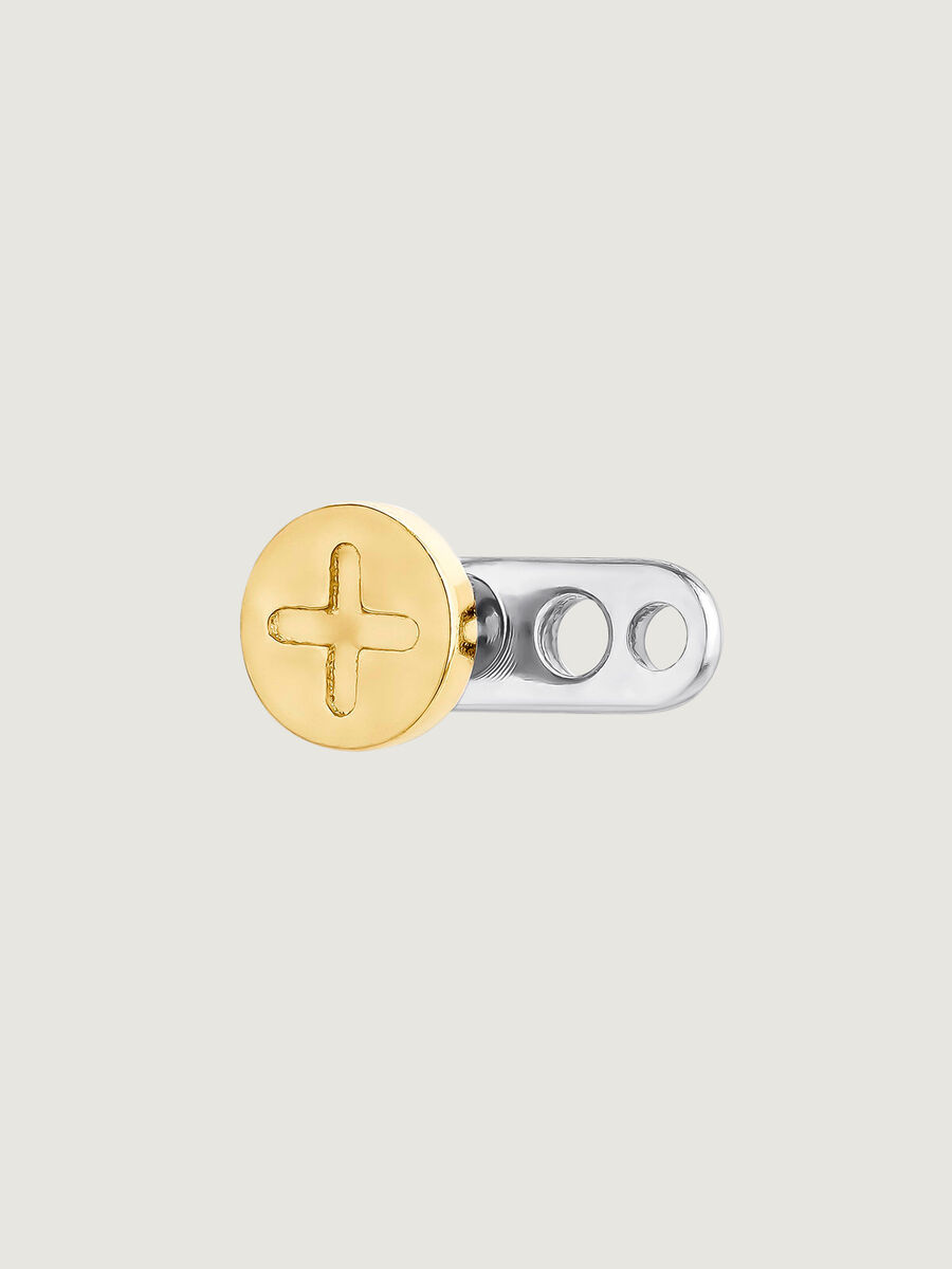 Cross microdermal piercing in 18k gold, J05043-02, hi-res