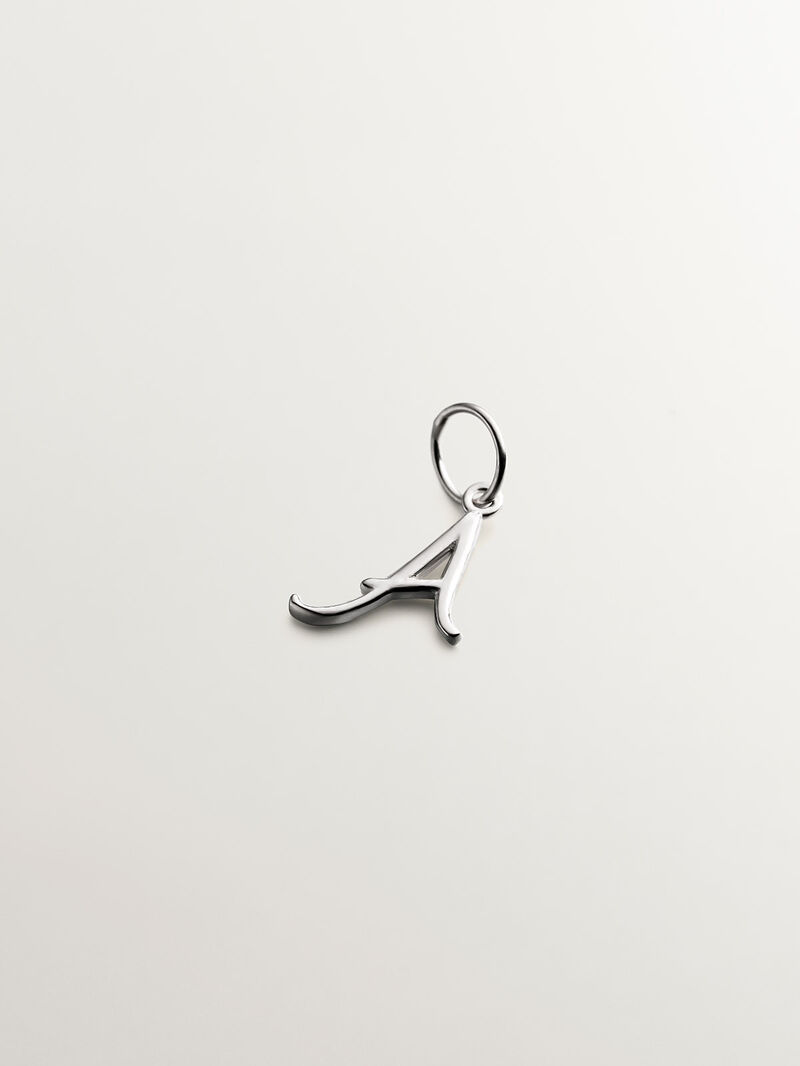925 Silver Charm with initial A image number 2