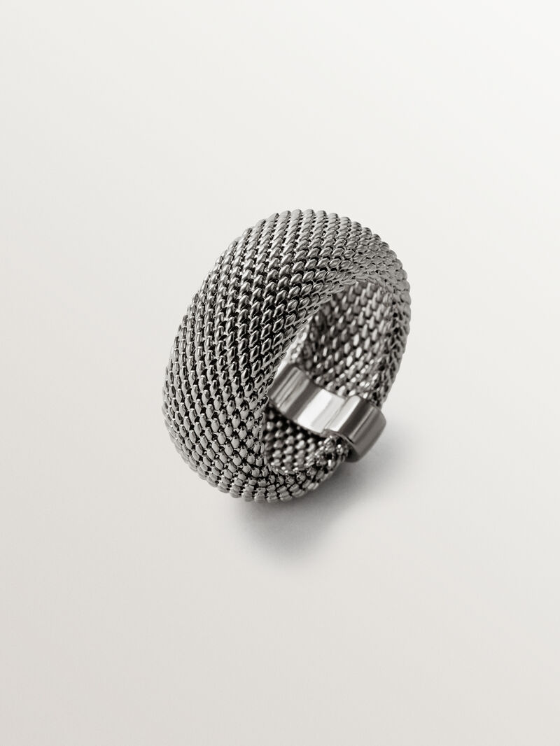 Rigid 925 silver ring with mesh image number 0