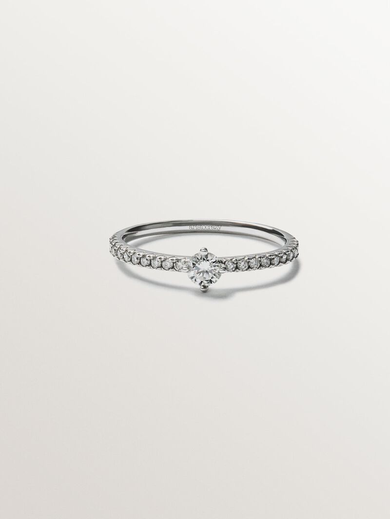 18K white gold ring with diamond arm and central diamond 0.23 cts image number 2