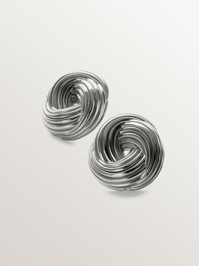 Rhodium-plated 925 silver earrings with gallon texture image number 4