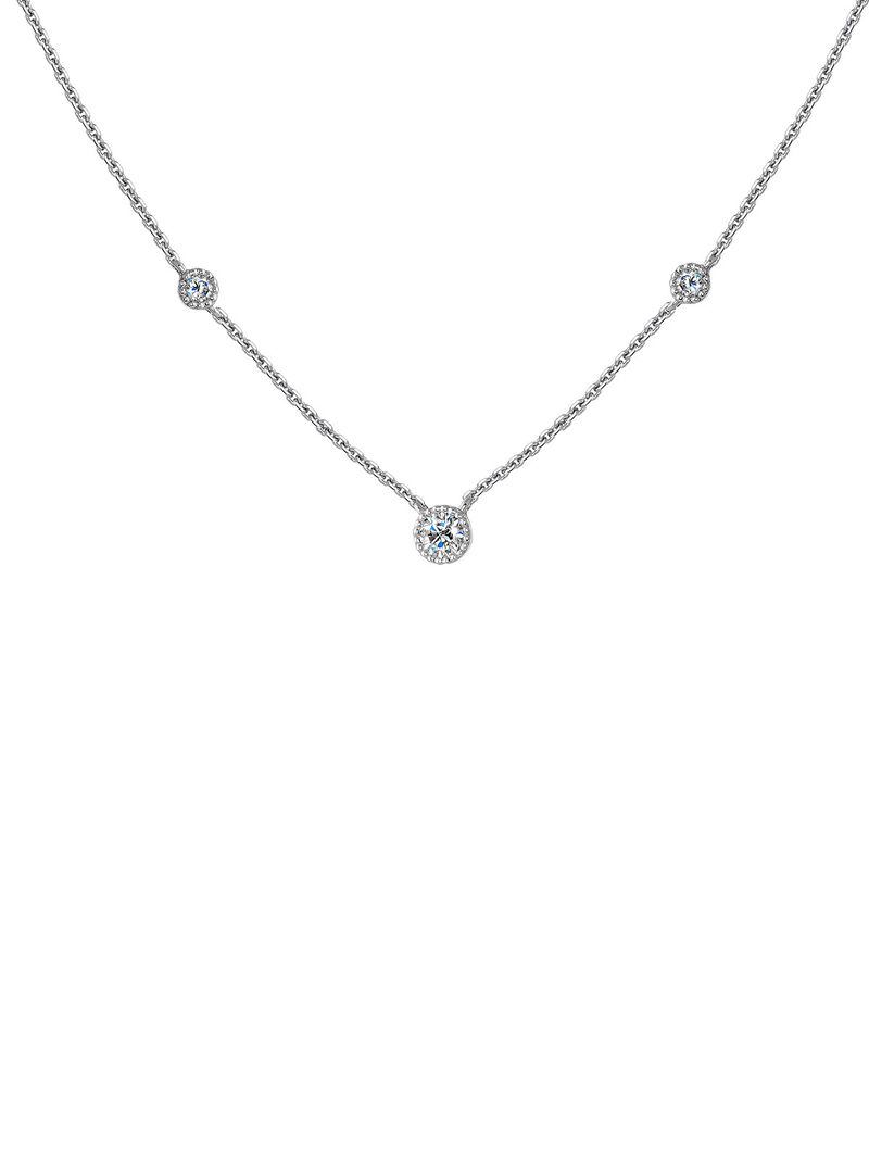 9K white gold necklace with white diamonds. image number 1