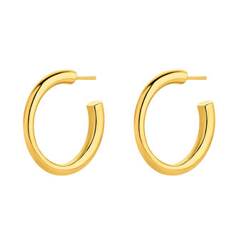 Large hoop earrings in 18k gold-plated silver , J05148-02,hi-res
