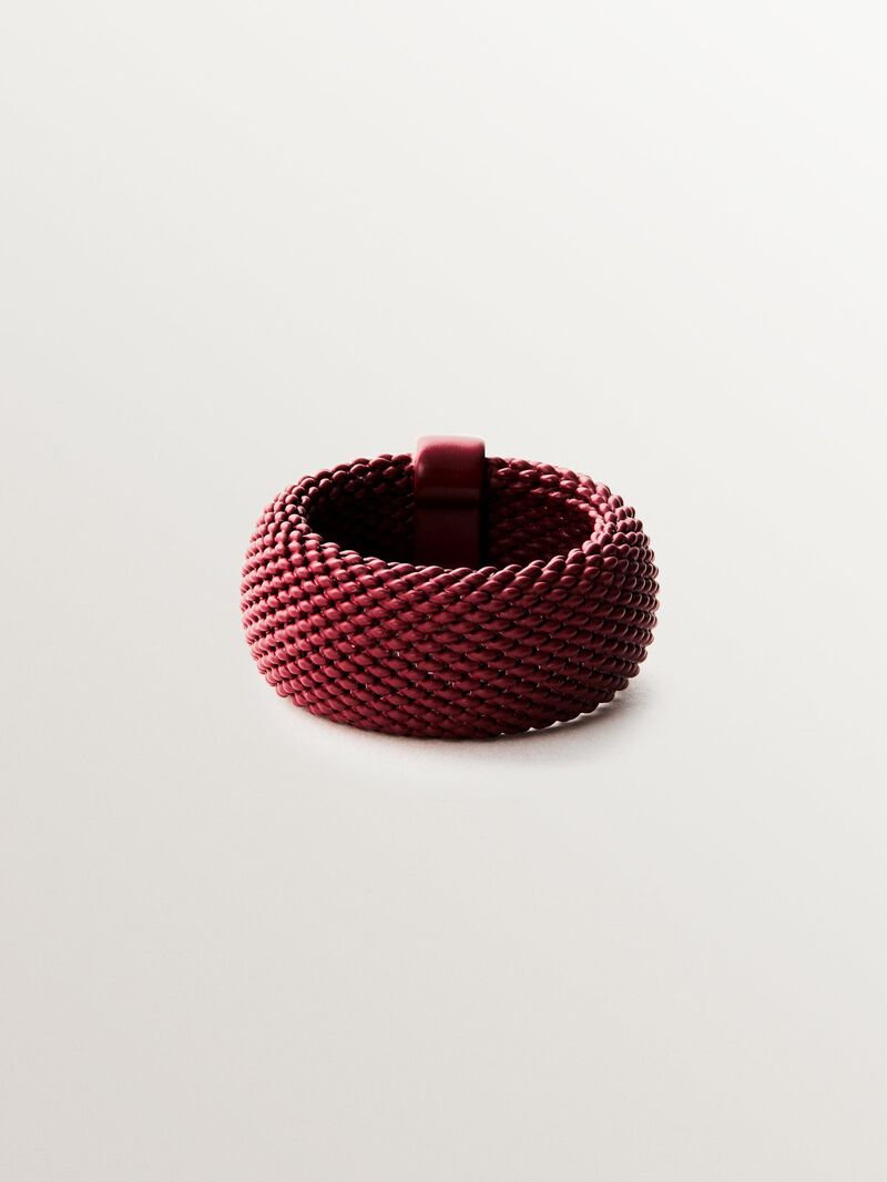 925 silver ring in red color and matte finish image number 2