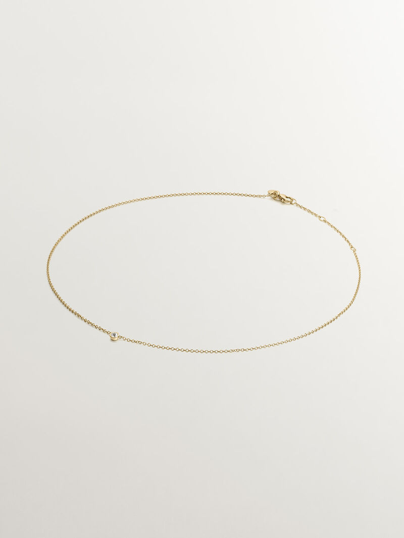 Single 925 silver pendant bathed in 18K yellow gold with white topaz image number 0