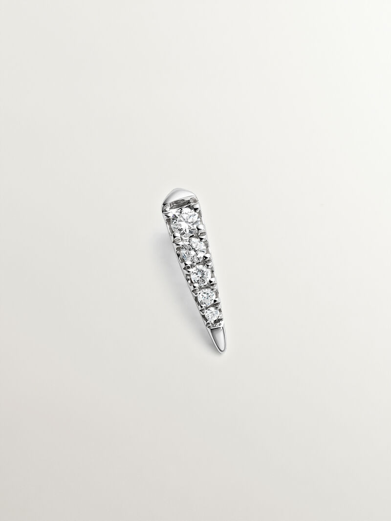 9K white gold single earring with diamonds image number 0