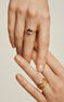 Trilogy ring in 18k yellow gold-plated sterling silver with central purple amethyst and yellow quartz stones, J03748-02-AM-LQ