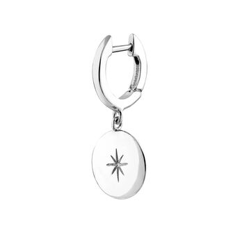 Silver star round motif hoop earrings , J04606-01, mainproduct