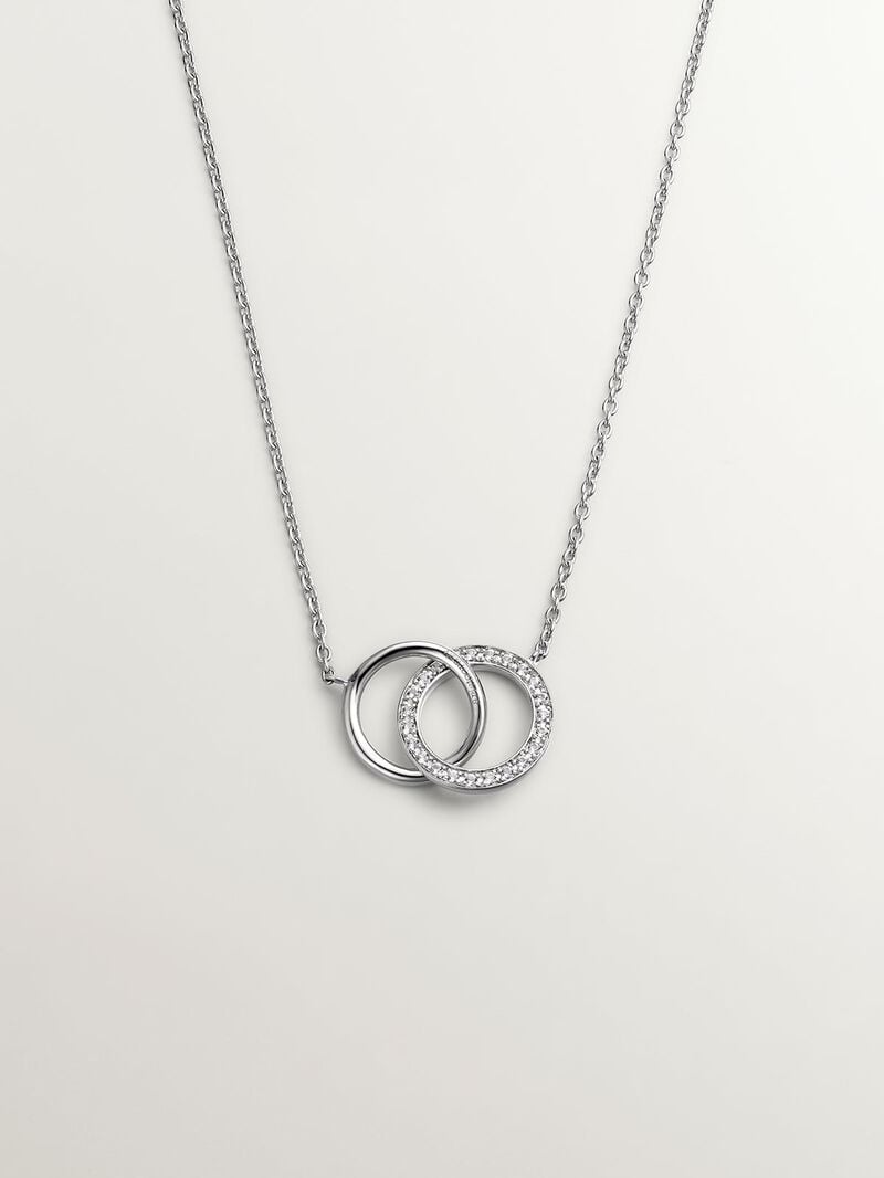 925 Silver pendant with circles and white topaz. image number 0