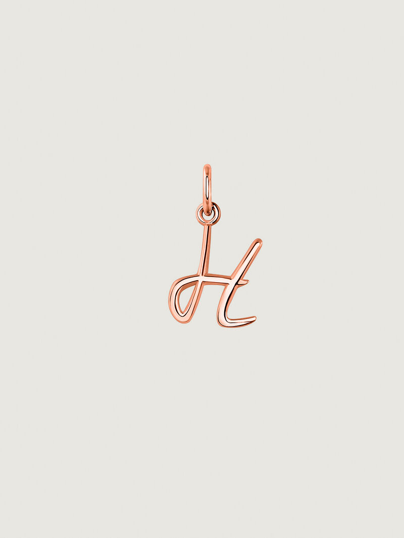 925 Silver charm dipped in 18K rose gold with initial H. image number 0