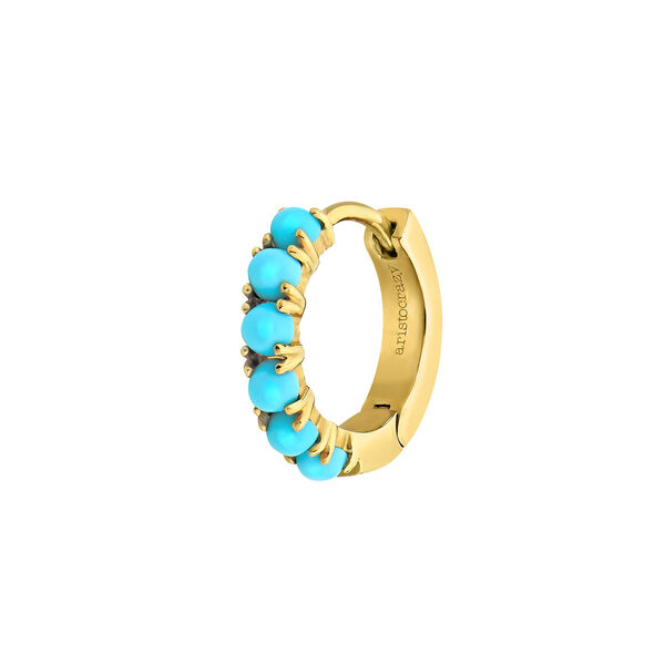 9kt gold turquoise hoop earring mini, J04694-02-TQ-H,hi-res