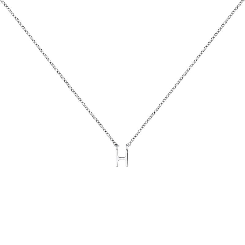Collier iniciale H or blanc , J04382-01-H, hi-res