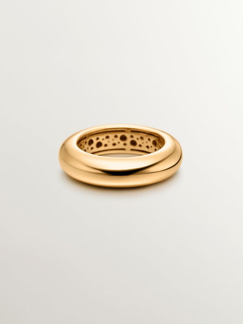 925 thick silver ring in 18k yellow gold image number 2