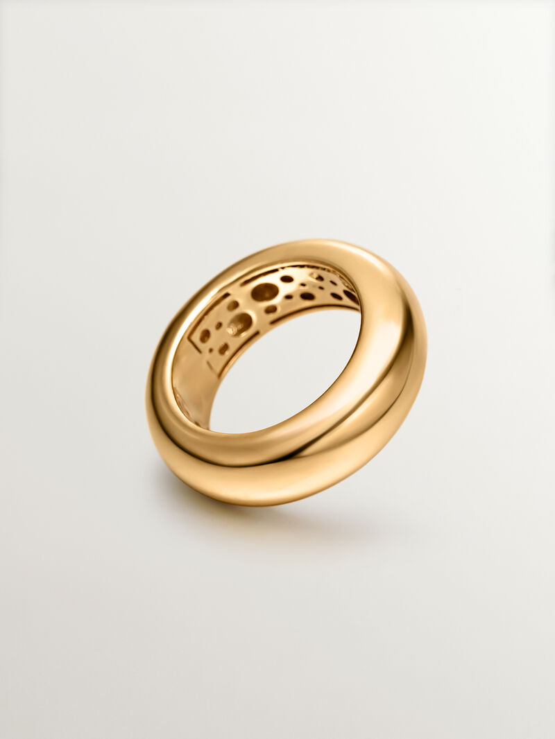 925 thick silver ring in 18k yellow gold image number 4