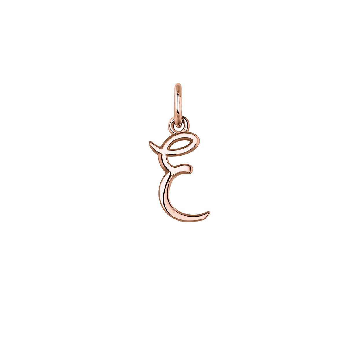 Rose gold-plated silver E initial charm  , J03932-03-E, hi-res