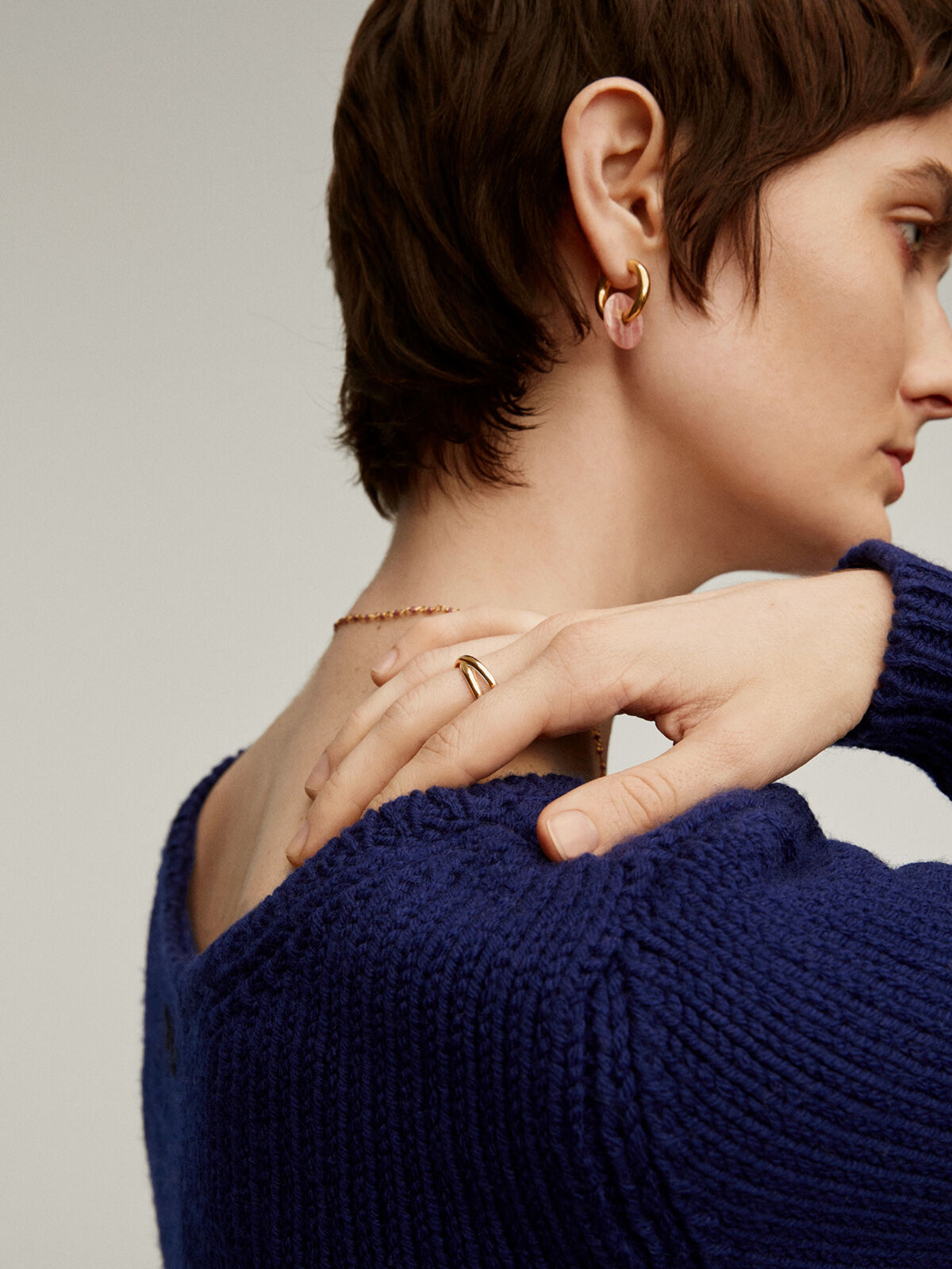 Anillo doble cruzado de plata 925 banada en oro amarillo de 18K Aristocrazy
