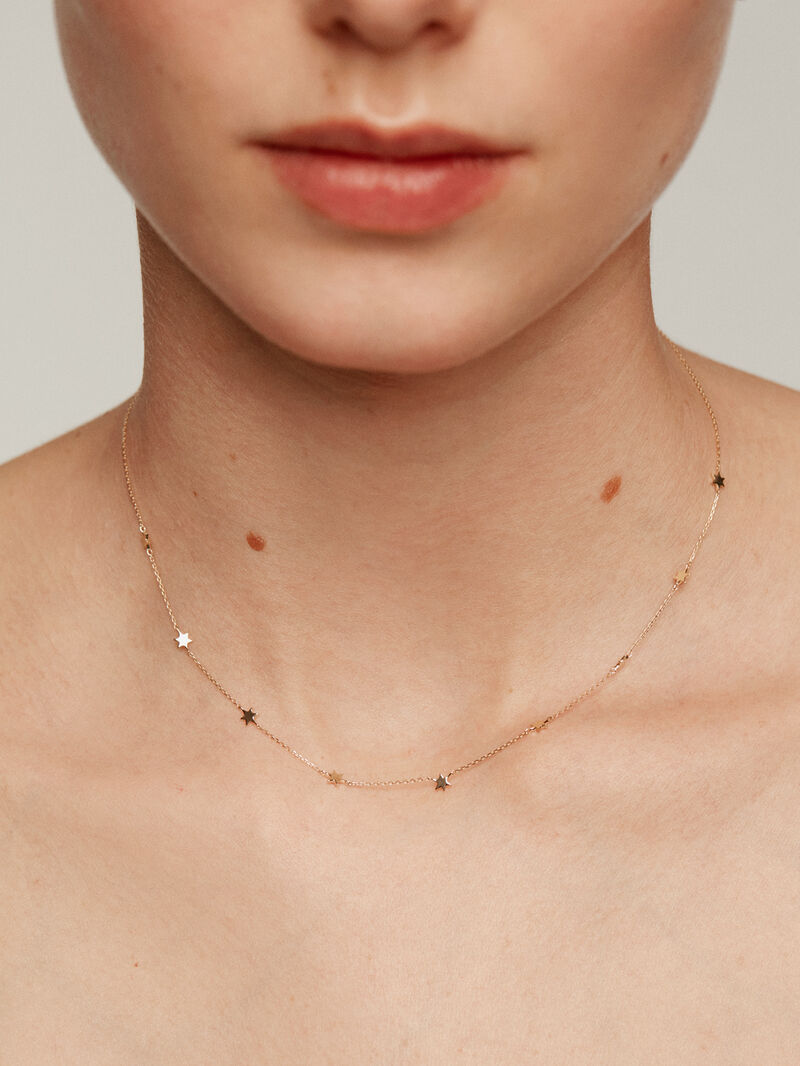 9K Yellow Gold Necklace with Stars image number 1