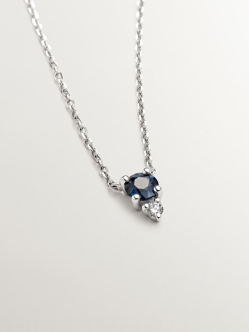18K white gold pendant with sapphire and diamond. image number 2