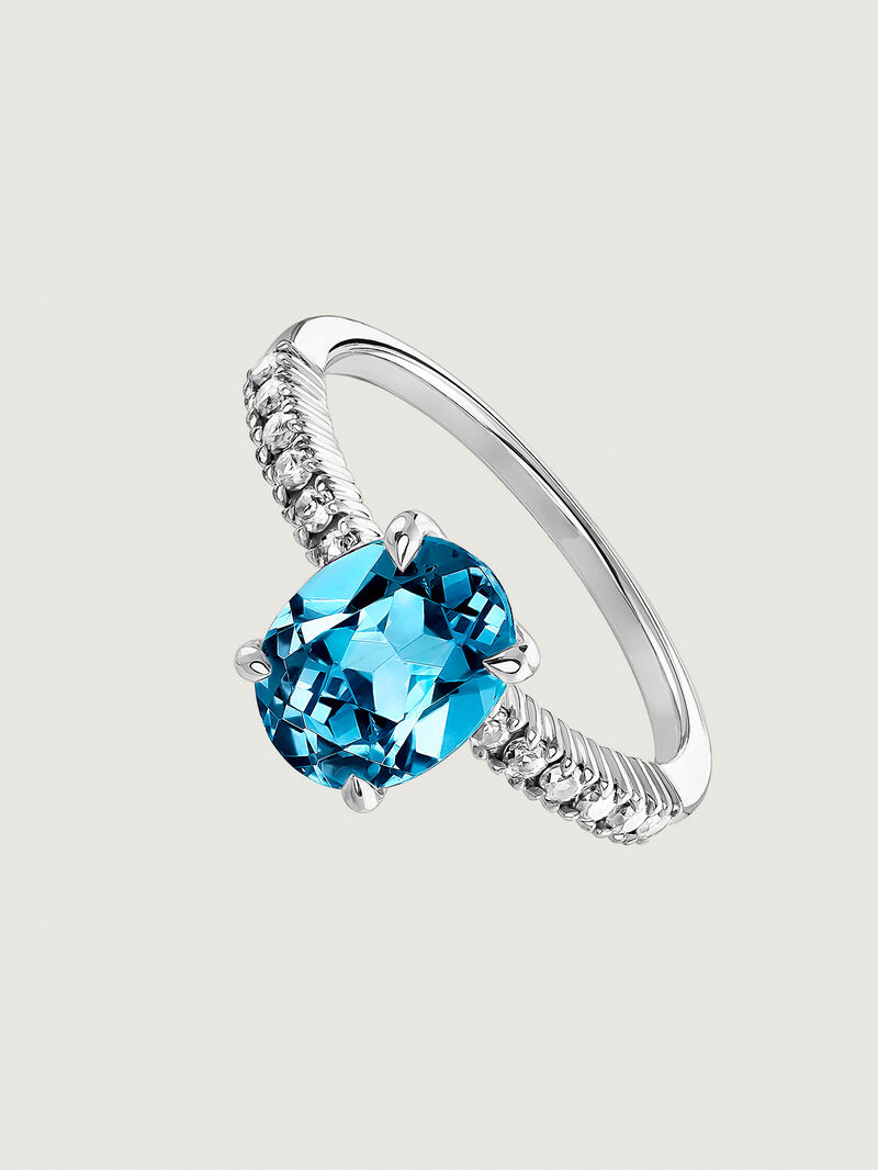 925 Sterling Silver Ring with Blue and White Topaz image number 0
