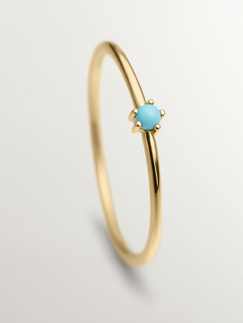 9K Yellow Gold Solitaire Ring with Turquoise image number 2