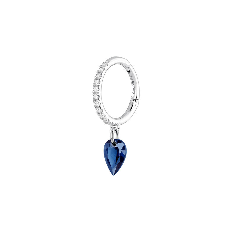 Hoop earring sapphire and diamonds white gold , J04077-01-BS-H, hi-res