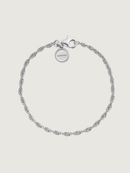 Silver rope link bracelet, J05417-01,hi-res