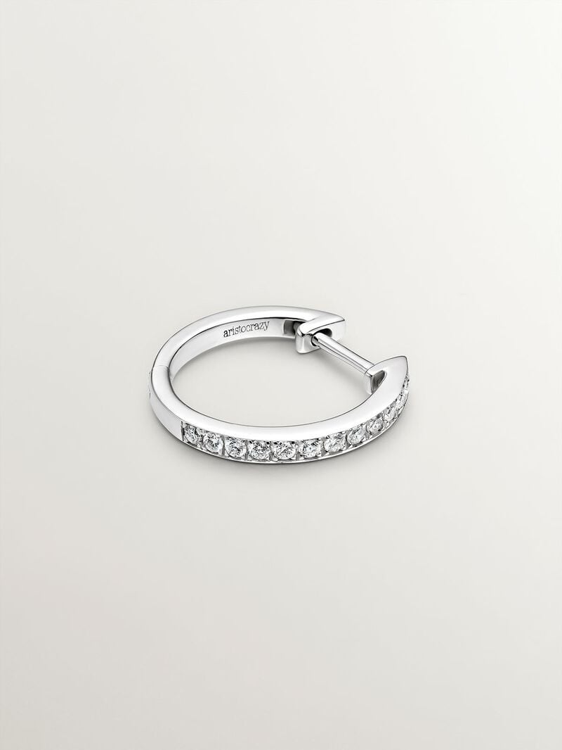 18K white gold single hoop earring with brilliant-cut diamond image number 2