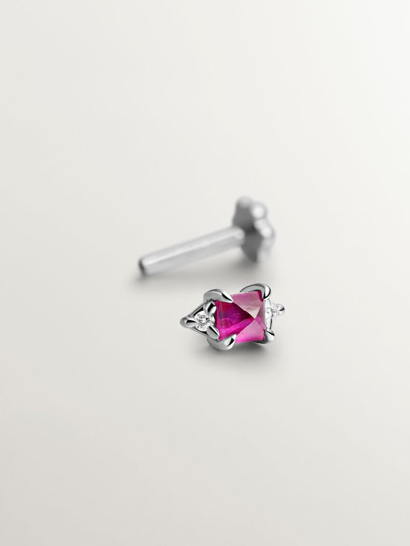 Individual 18k white gold pending with red ruby ​​and white diamonds image number 4