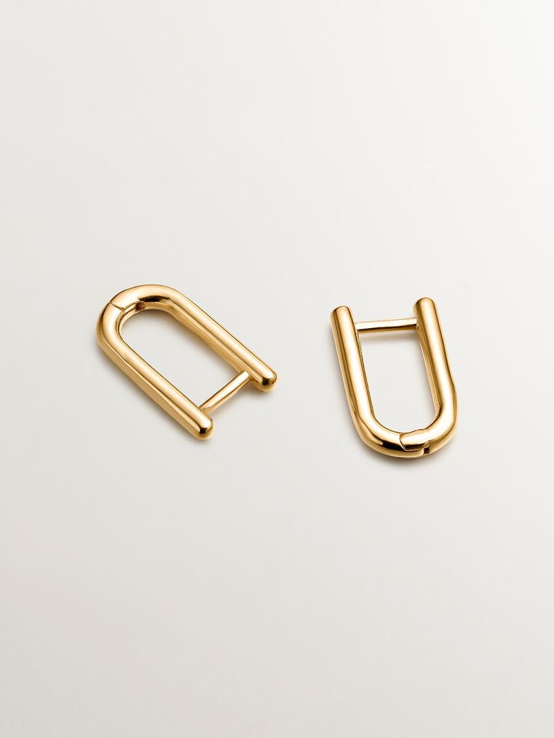 Long silver ring earrings 925 bathed in 18k yellow gold image number 4