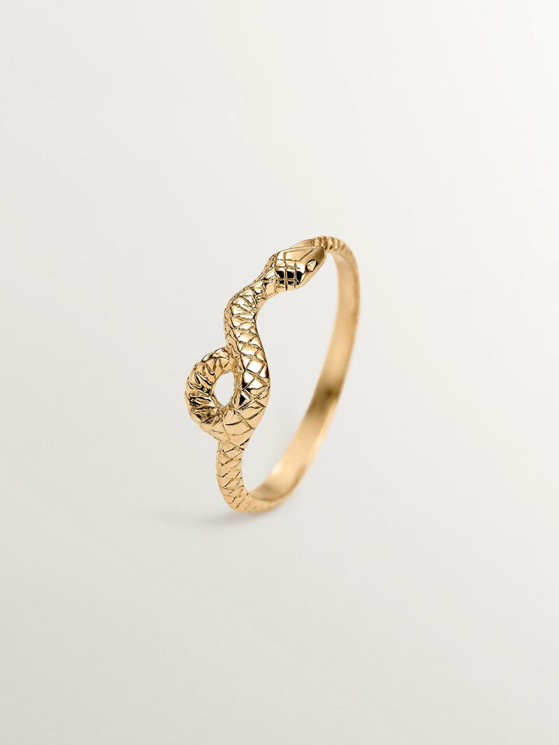 927 Silver ring coated in 18K yellow gold with a snake-shaped design. image number 0