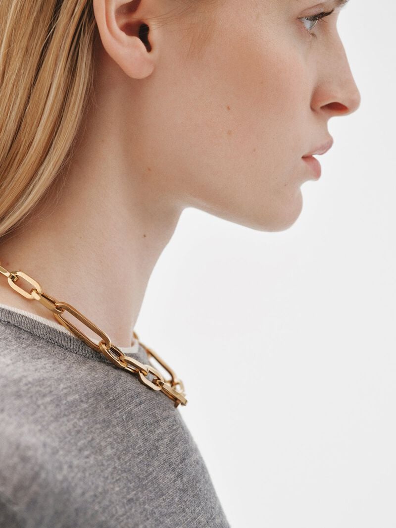 Chain necklace with links in 925 silver plated in 18K yellow gold image number 3
