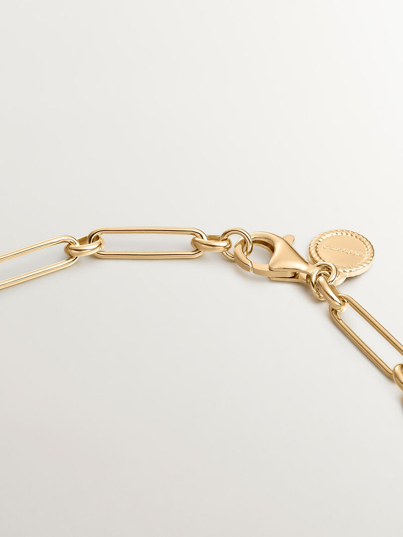 925 Silver link bracelet bathed in 18K yellow gold with purple amethyst image number 6