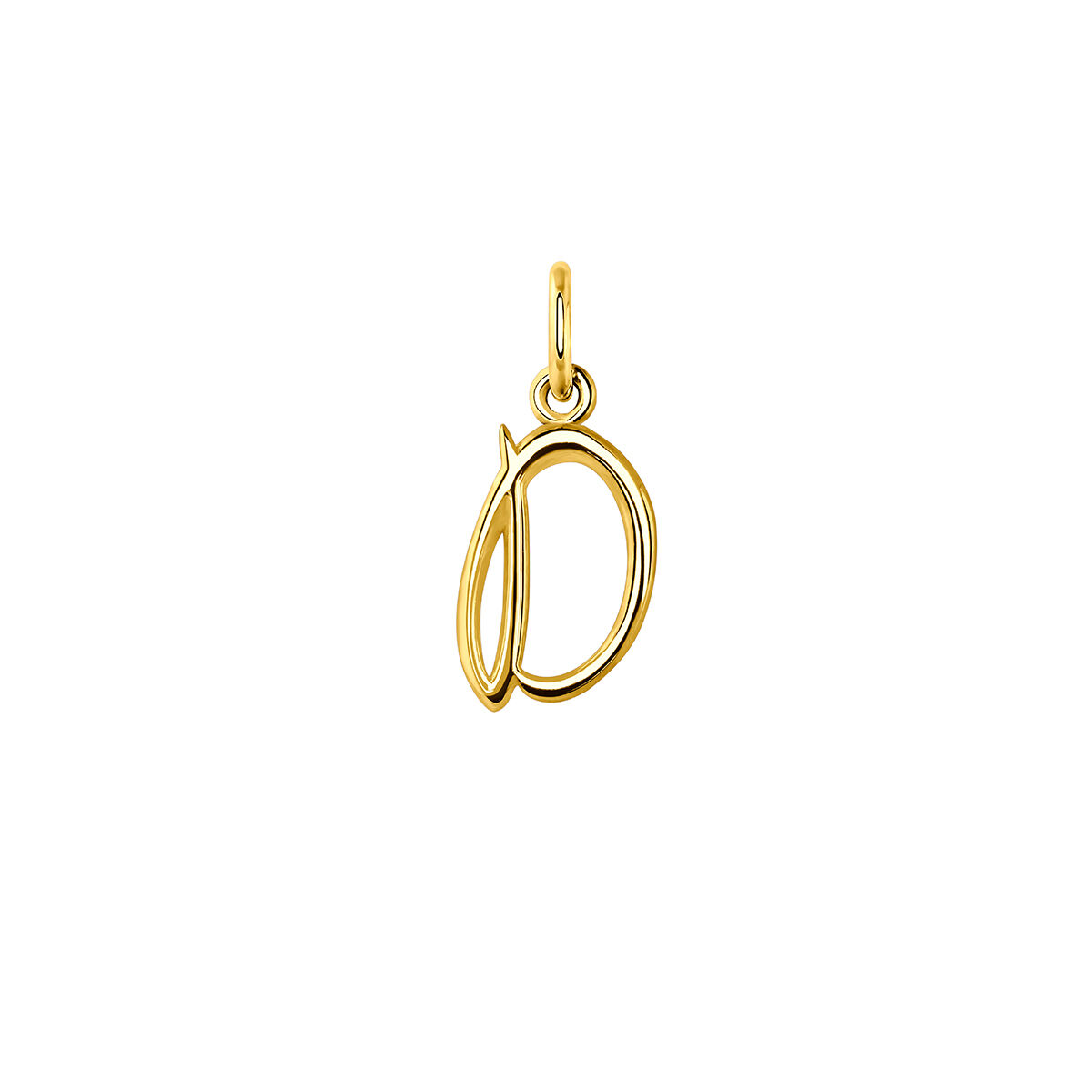 Gold-plated silver D initial charm  , J03932-02-D, hi-res
