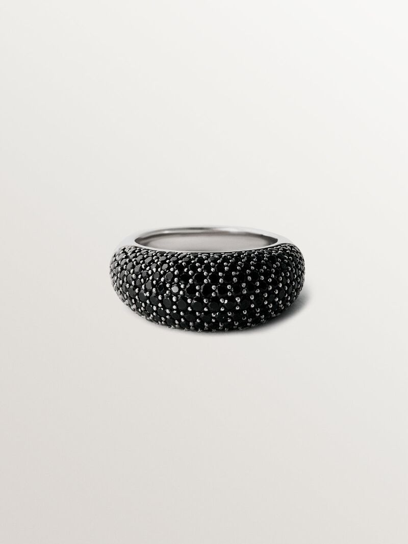 925 silver ring with paved black spinels image number 2