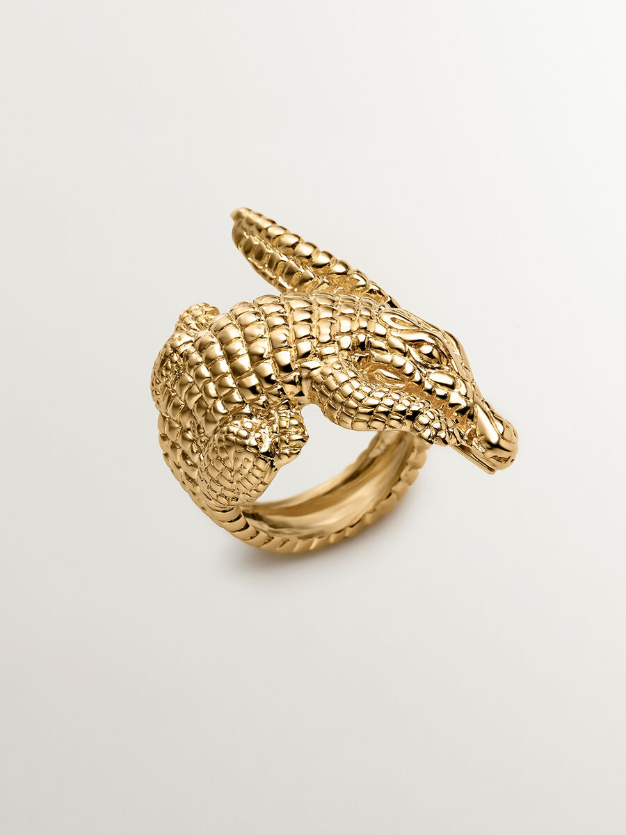 Gold plated silver crocodile ring , J00825-02-NEW, model