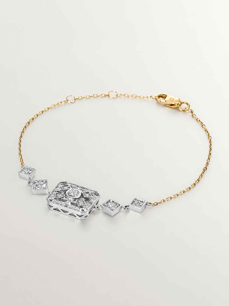 18K white and yellow gold bracelet with brilliant cut diamonds image number 0
