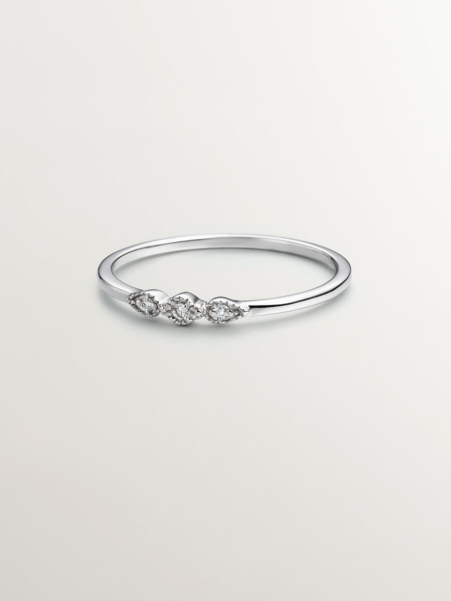 Trilogy ring in 9k white gold with a diamond in the centre and diamonds , J03919-01, hi-res