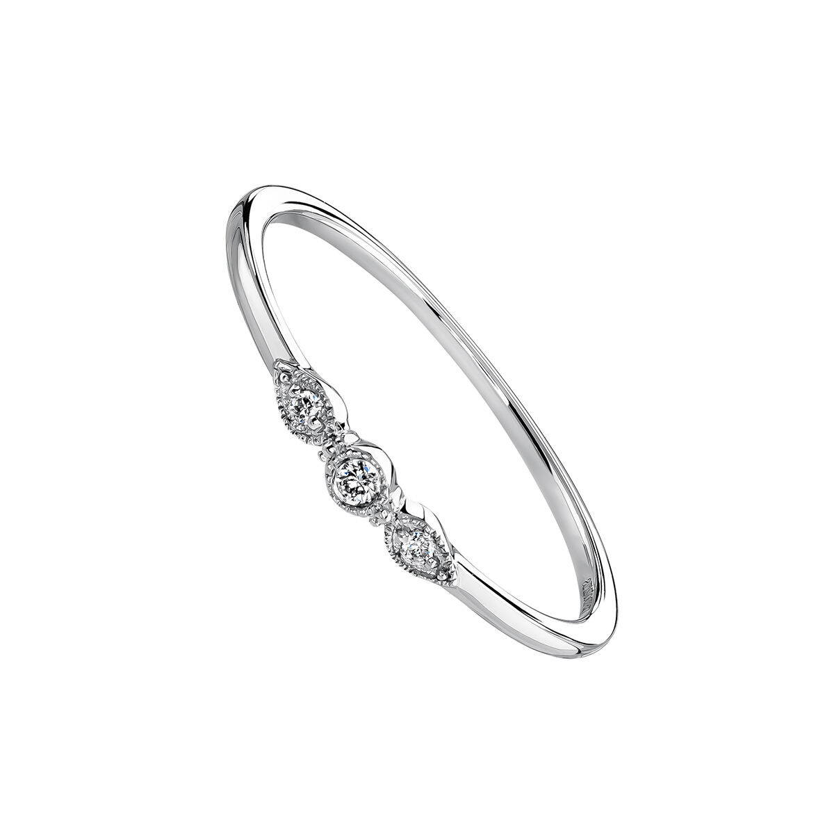 Trilogy ring in 9k white gold with a diamond in the centre and diamonds , J03919-01, hi-res