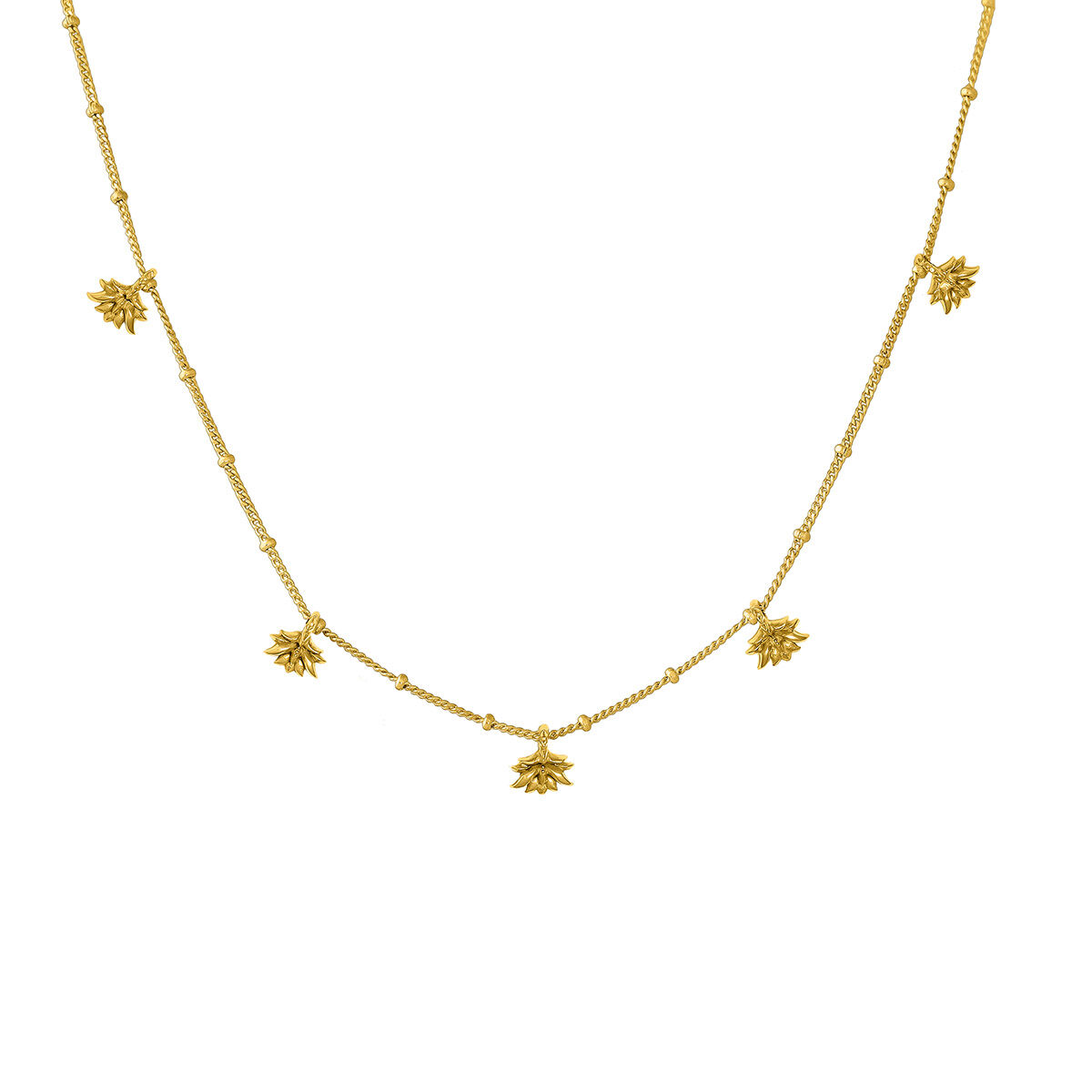 Gold plated lotus flower pendant motifs necklace , J04590-02, hi-res
