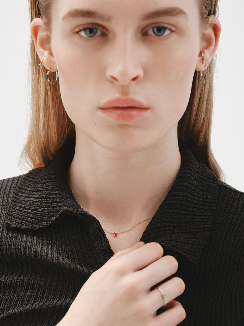 9K yellow gold pendant with heart-cut red ruby image number 5