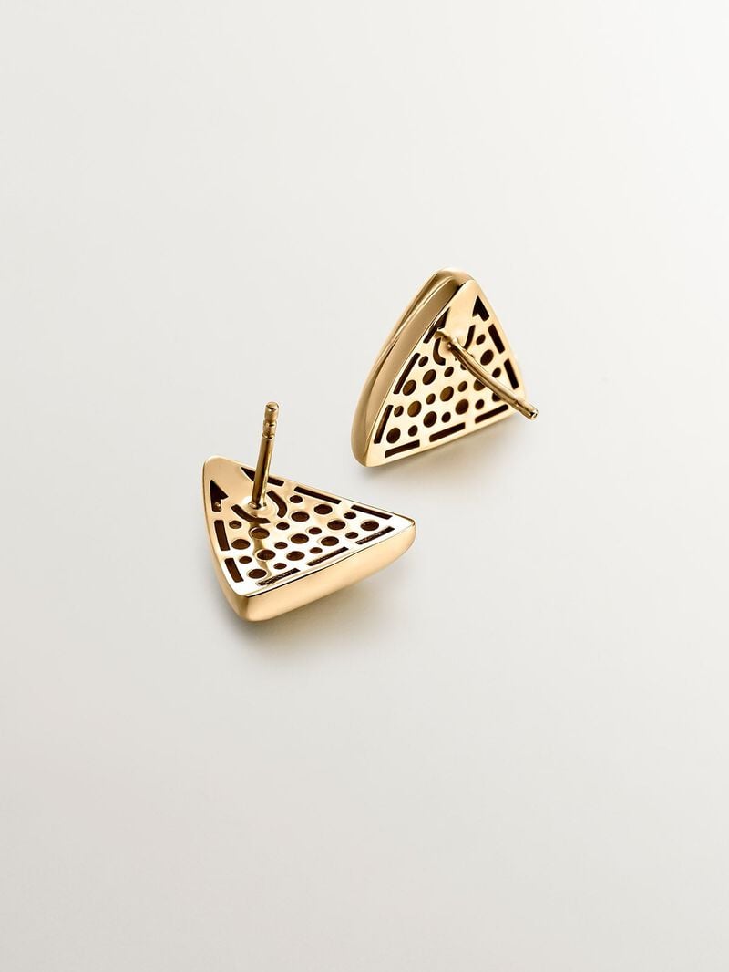 18K yellow gold plated 925 silver earrings with triangular shape image number 6