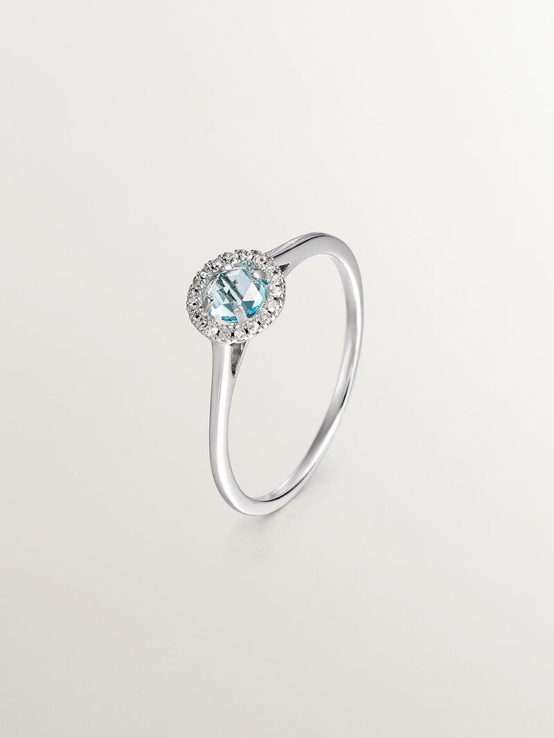 926 Silver Ring with Blue Topaz and Diamonds image number 0