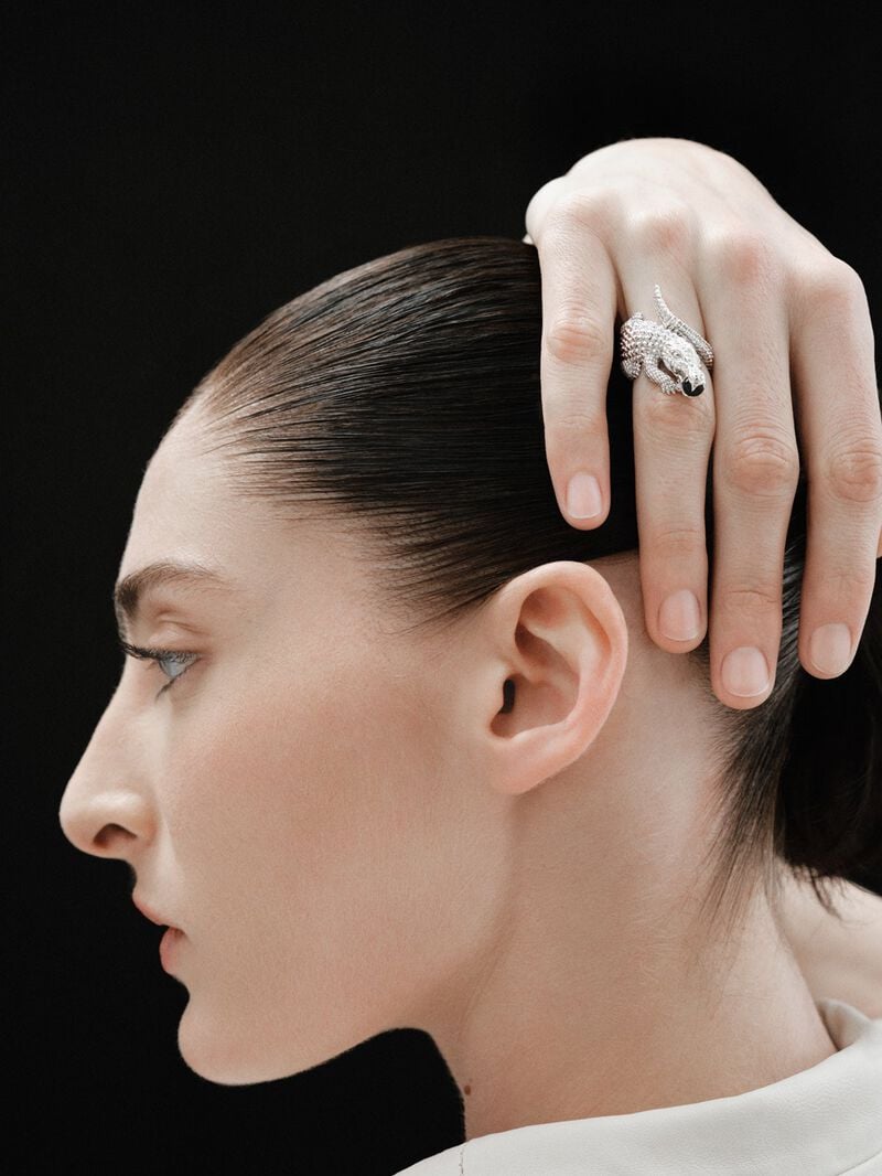 925 silver ring shaped like crocodile and black ónix image number 4