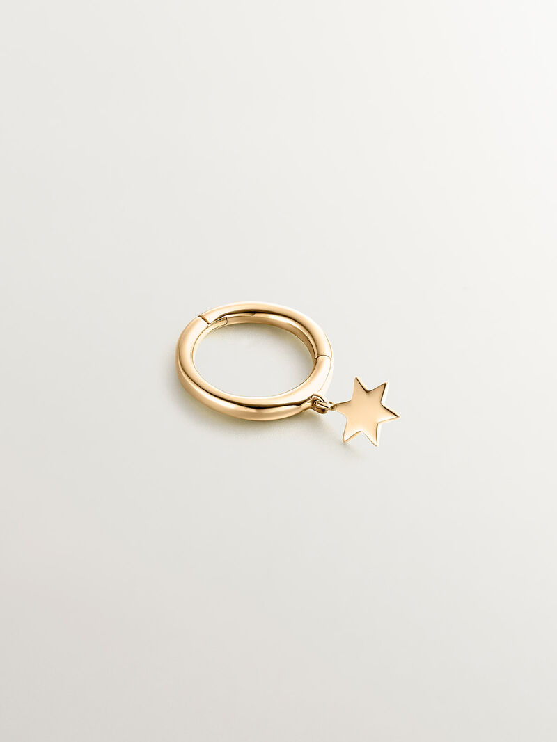 Individual small hoop earring made of 9K yellow gold with a star. image number 2