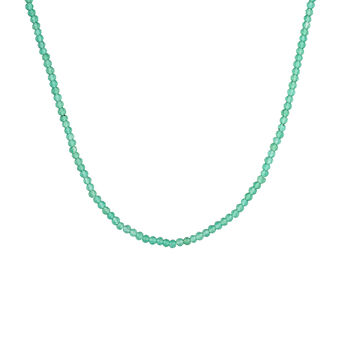 Necklace in 18k yellow gold-plated silver with green onyx beads, J05263-02-GON,hi-res