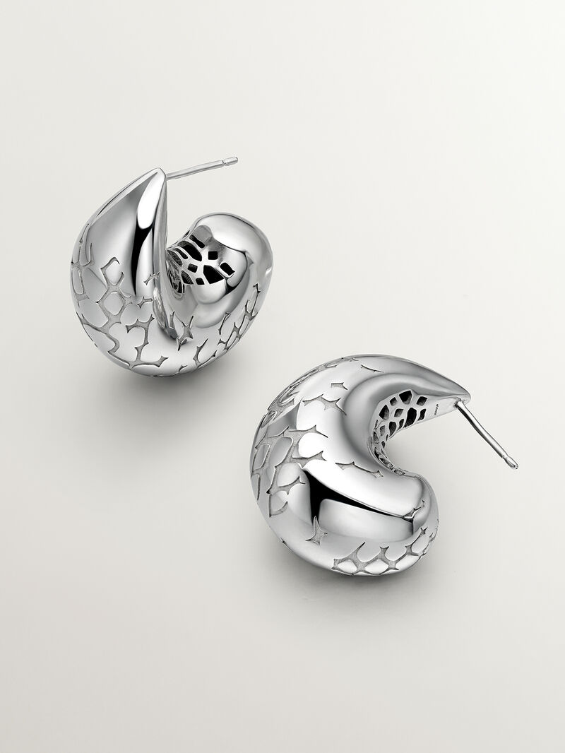 925 silver and snake texture drop earrings image number 4