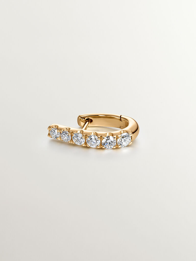 Individual 18K yellow gold hoop earring with diamonds image number 1