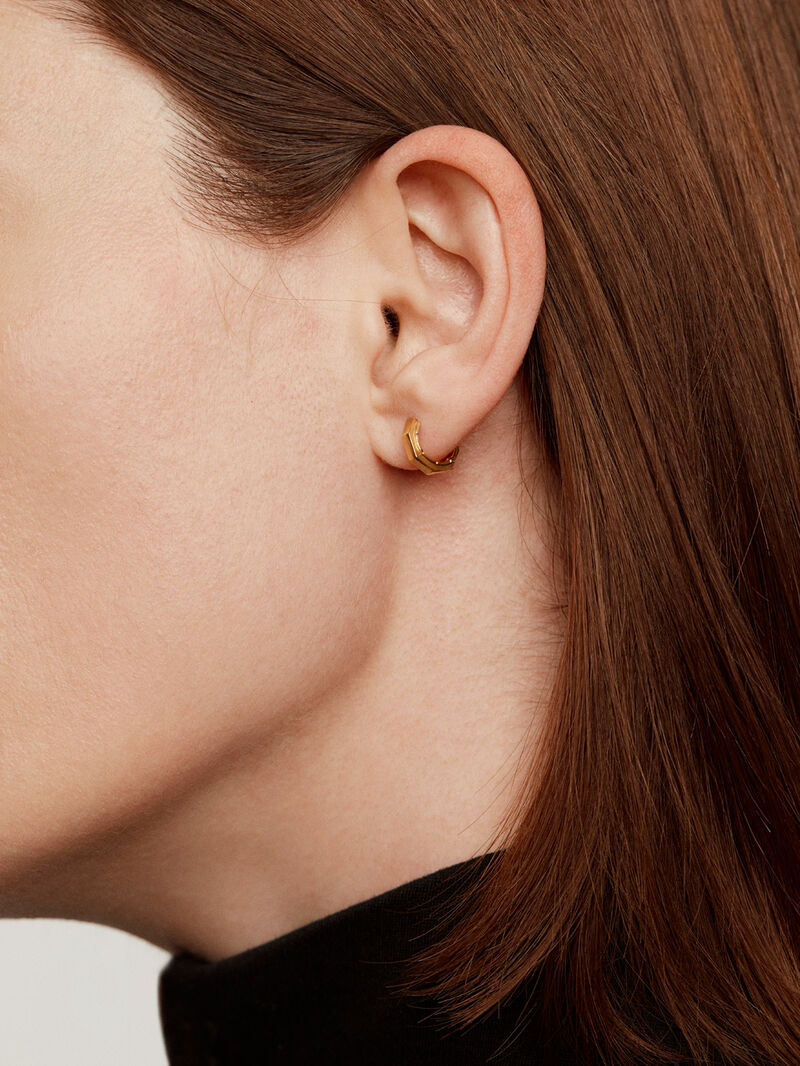 Silver Individual Aro 925 Bathing in 18K yellow gold with geometric finish image number 1