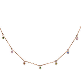 Rose gold multicolor sapphire and tsavorite motif necklace , J04341-03-MULTI, mainproduct