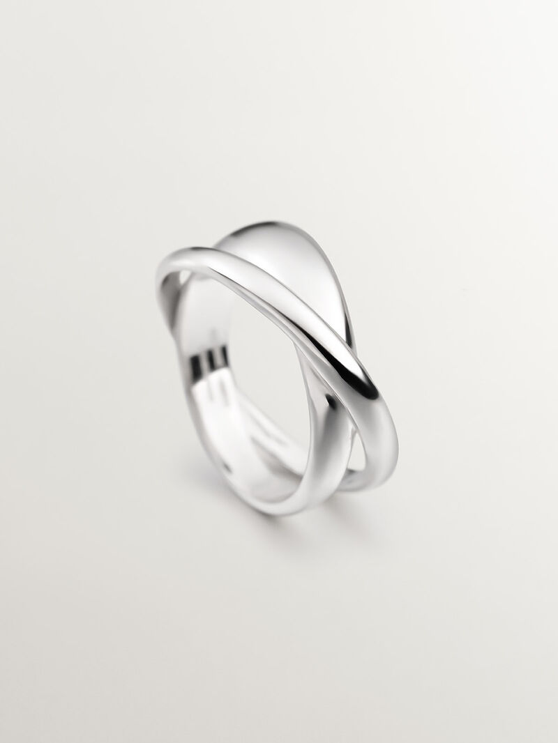 925 Silver Double Crossed Ring image number 4